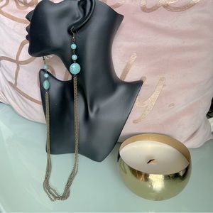 TRENDY Double Lobe Turquoise Earrings